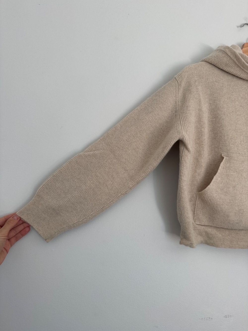 Nanushka MOG Cashmere Wool Knit Hoodie in Taupe - Picture 6 of 9